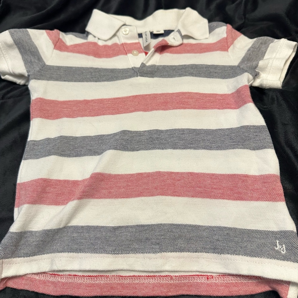 Janie and Jack Red, Gray, and White Striped Polo - Bin 13